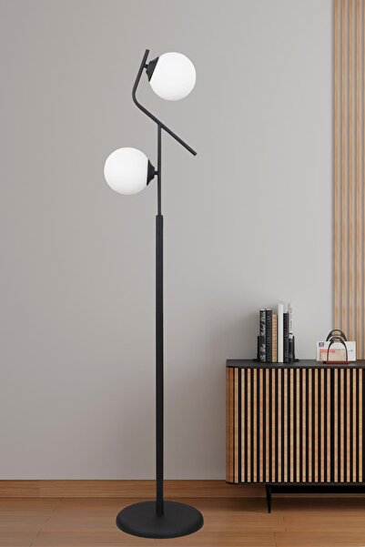 Taşcan Aydınlatma Lugo 2 Li Siyah Lambader Beyaz Camlı Modern , Oturma Odası ,Yatak Odası , Salon Lambader