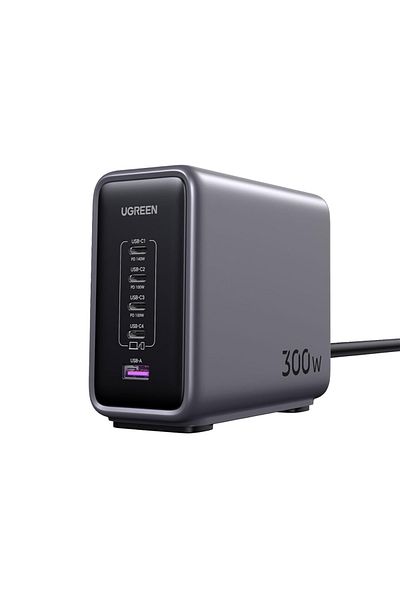 Ugreen Desktop Fast Charger Nexode GaN 4 USB-C Ports and USB Port 300W - Gray