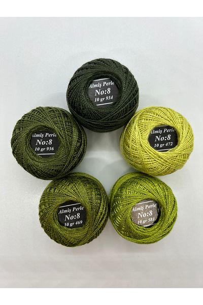 ALMİŞ Alış Perle Etamin-Cross Stitch 5'Li̇ Thread Set (10 Gr-No:8)