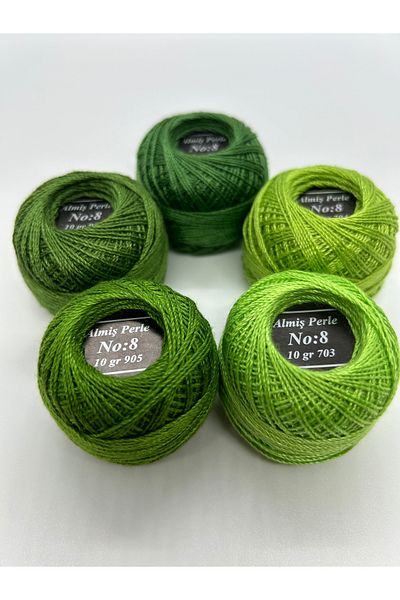 ALMİŞ Alış Perle Etamin-Cross Stitch 5'Li̇ Thread Set (10 Gr-No:8)
