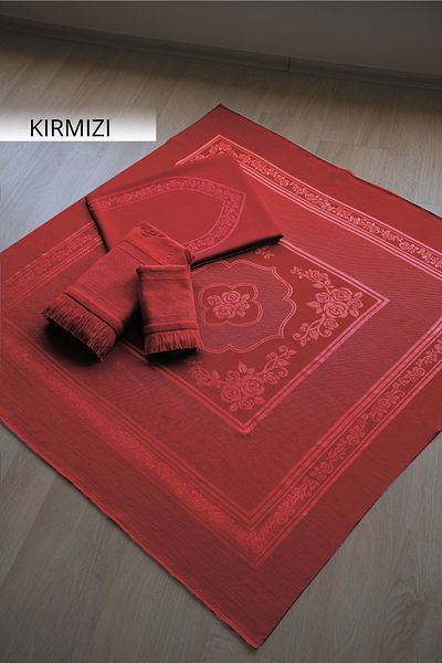 GONCA TEKSTİL Etamin Seamless Embroidered 4-Piece Prayer Rug Set