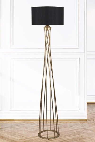 Taşcan Aydınlatma Burgulu Eskitme Metal Lambader Siyah Silindir Şapka , Oturm...