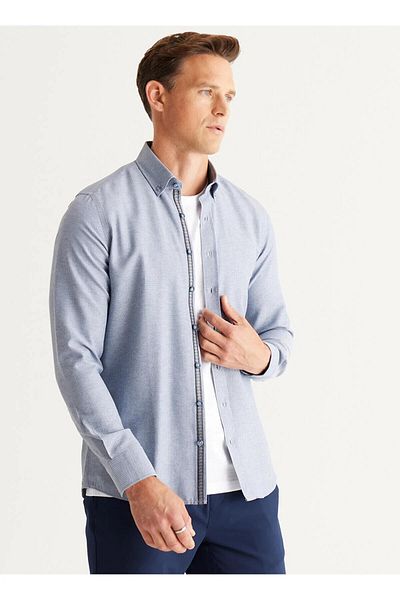 Altınyıldız Мъжка риза Classicc Slim Fit с яка за копчета 4a2024100006