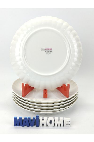 Kütahya Porselen 20 cm Cream Luz Series - 6-Piece Emblem Dessert Plate