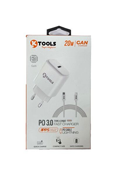 Ktools 20W LIGHTLING ŞARJ ALETİ (GAN CHARGER)