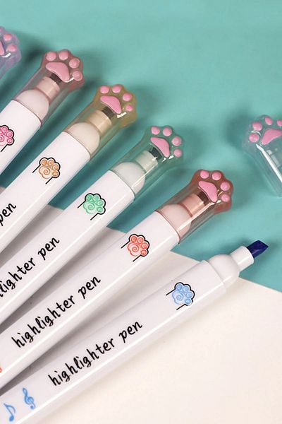 Modellino 6 Pack Cat Paw Shaped Ch-518 Chenjuyuan Highlighter Highlighter