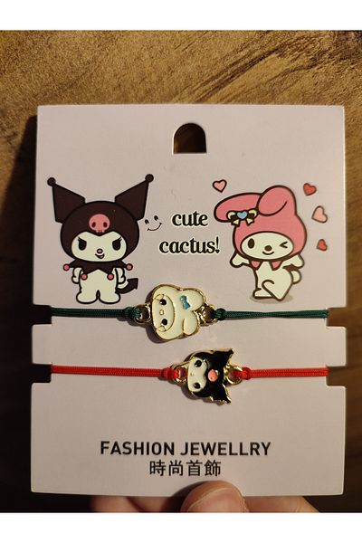 Mia Giyim Kuromi Melody 2-Piece Dating Bracelet Multicolor Adjustable Drawstring 2 Pieces