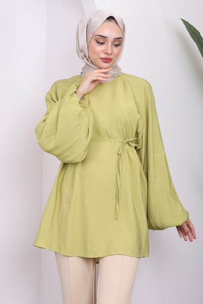 İmajButik Tunica cu mânecă și talie cu balon verde ulei