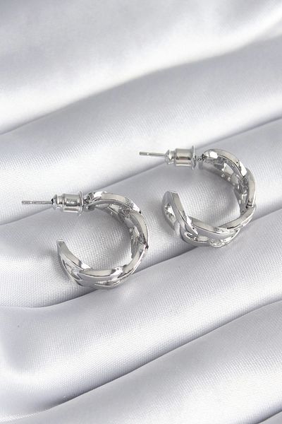 Clariss Brass Silver Color Zircon Stone Chain Model Women's Earrings