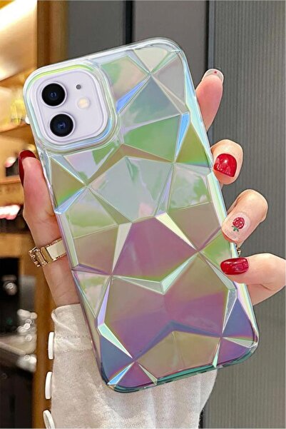 3GEN CASE حافظة سيليكون مرنة متعددة الألوان متوافقة مع آيفون 11 بأنماط بريزم ثلاثية الأبعاد