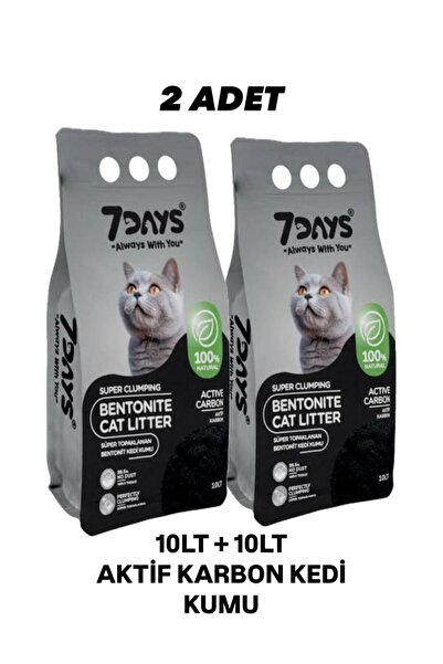 SEVEN 7 DAYS 7DAYS Süper Topaklanan Active Karbonlu Bentonit 10 Lt *2 Adet Av...