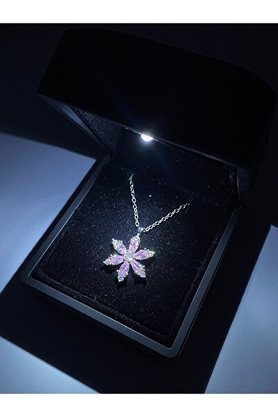 DMR Accessoire mini ışıklı kutuda çelik kamelya lotus kolye sevgililer günü y...