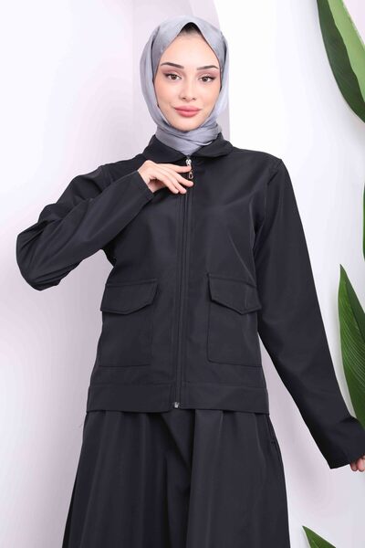 İmajButik Bondit Black Skirt Jacket Set