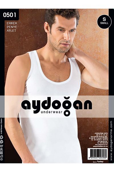 Aydoğan Men's White Color 100% Cotton 3-Piece Combed Cotton Tank Set - 0501