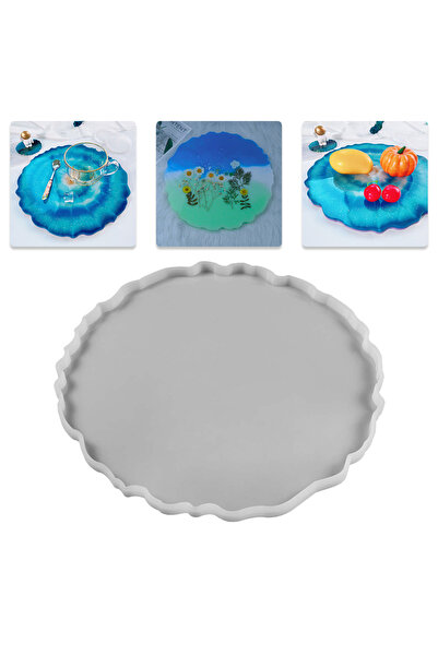 Getshop Alışveriş Pazarı Epoksi Yuvarlak Dalgalı Tepsi Kalıbı Silikon 33x33x1...