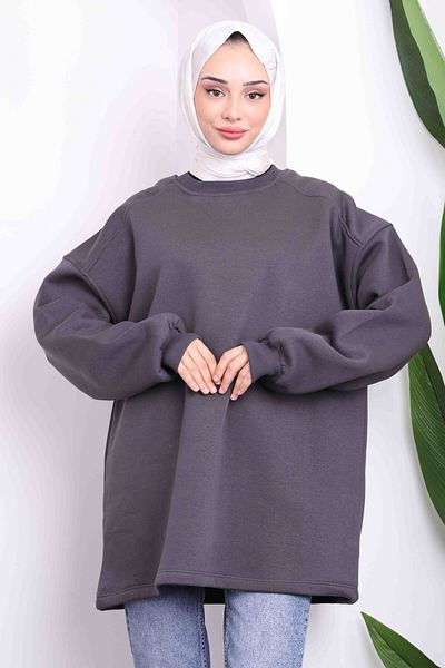 İmajButik سترة مدخنة برقبة دائرية وثلاثة خيوط