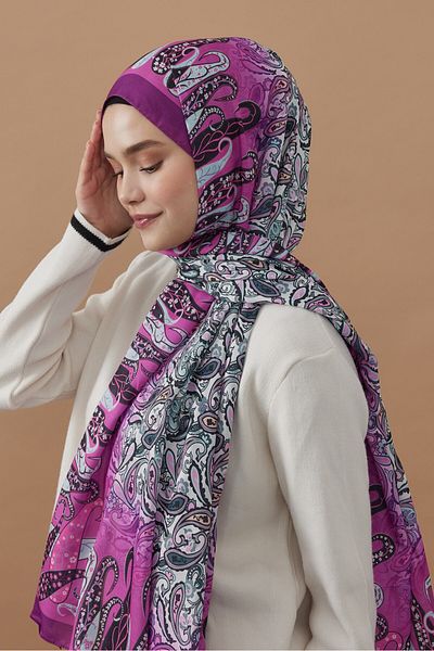 Modakaşmir Şal din bumbac cu model de flori cachetelerie