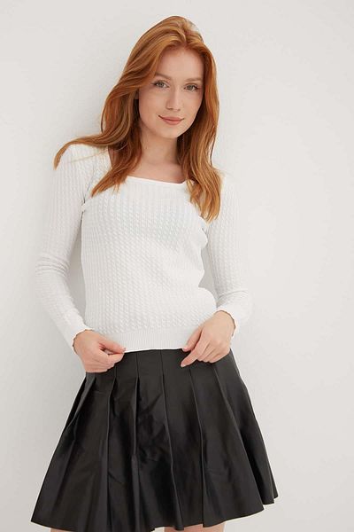 Fashion Friends Square Collar Hair Braided Women's Sweater 23K0405K1