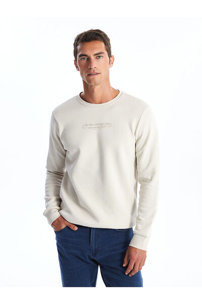 LC Waikiki Bisiklet Yaka Uzun Kollu Baskili Erkek Kalin Sweatshirt - W4EB26Z8