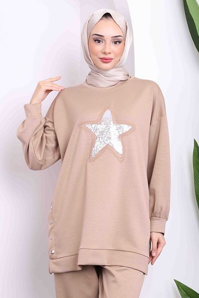 İmajButik Σετ παντελόνι με κέντημα με παγιέτες βιζόν