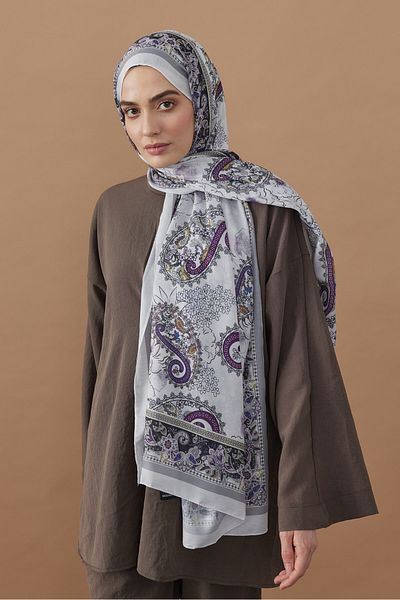 Modakaşmir Damask Pattern Cotton Shawl
