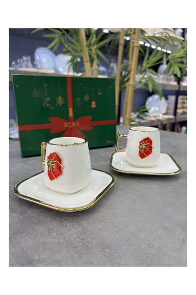 Doğudeko New Year - Luxury Porcelain 2-Piece Cup Set Rennes