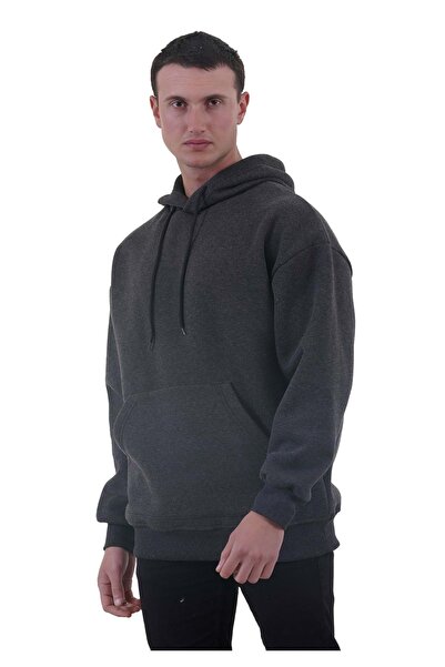 Exve Exclusive Антрацитовий сірий Basic Oversize Soft touch Зимовий капюшон з підкладкою з флісу 3 нитки Hoodie Sweatshirt