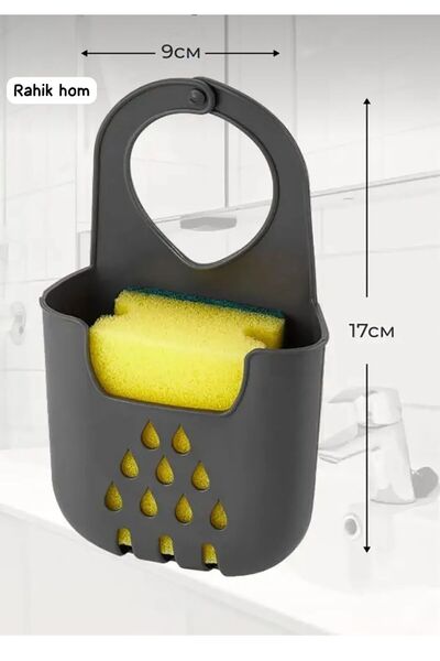 rahik hom Siyah Bulasik Süngeri Tutucu Banyo Lif Tutucu Askili Telefon Tutucu Kaliteli Askilik