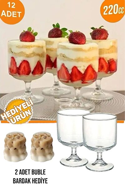 ViATOM Magnolia Tatlı Sunum Bardağı 12'lı Mika (CAM DEĞİLDİR) + 2 Ad Boncuk Ş...