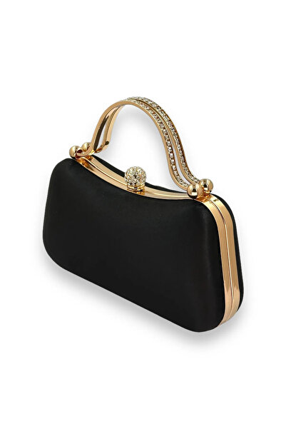 ZEYYMODA Γυναικεία μαύρη σατέν βραδινή τσάντα βραδινό φόρεμα από πέτρα ζιργκό...