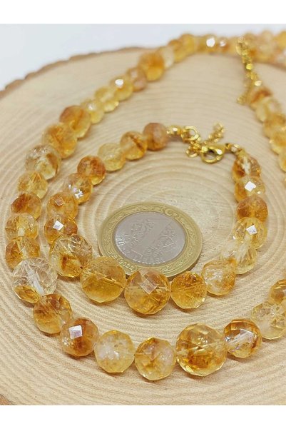 Yasamtohumu Shining Stars Series Citrine Stone Necklace & Bracelet Set