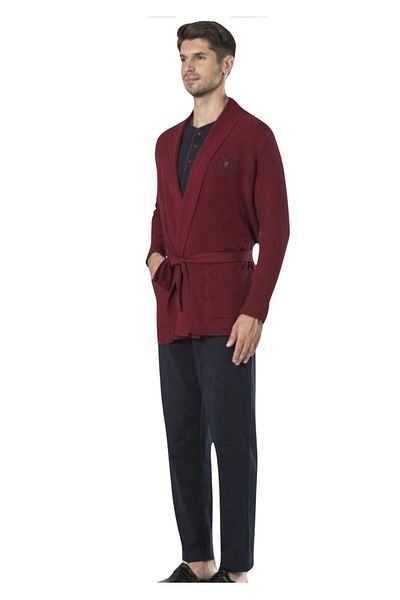 Pierre Cardin Men's Wide Fit Knitwear Dressing Gown and Pajamas Set 5 Piece Boxed Set Wv55P.95C.25K