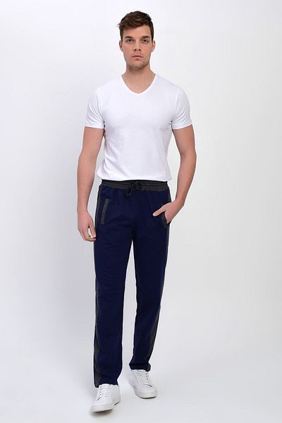 DYNAMO Pantaloni de sport pentru bărbați bleumarin cu talie elastică și dungi pe laterale
