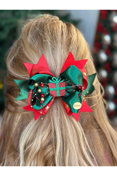 QUEEN AKSESUAR Lüks tasarım süslü simli incili Noel yılbaşı hediye paketi kat...