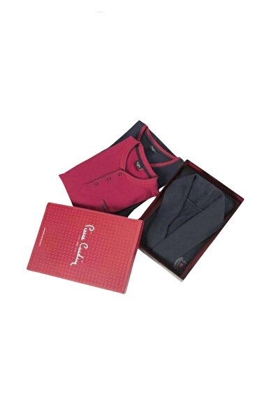 Pierre Cardin Erkek Geniş Kalıp Triko Sabahlık Ve Pijama Takımı 5 Parça Kutulu Set Wv55p.95c.25k