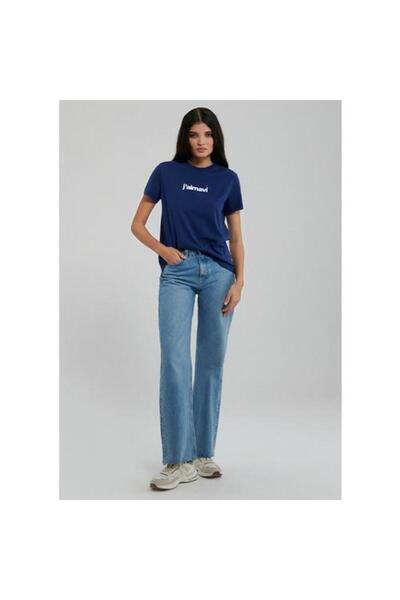 Mavi M1612242-70722 Bısıklet Yaka Logo Tışort Koyu Saks M Ss Kadın T-shirt