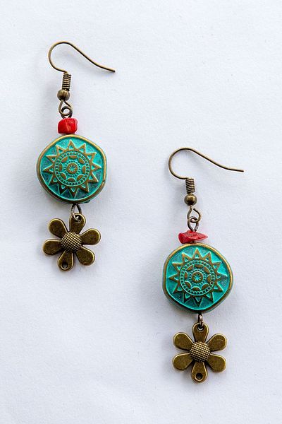 Lila Rosa Ethnic Authentic Turquoise Earrings