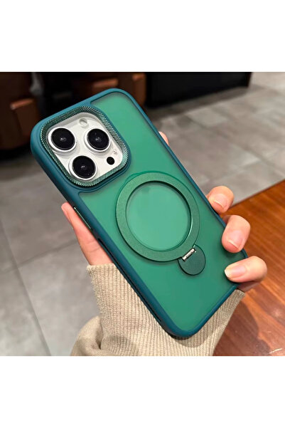 DGN İPhone 14 Pro Uyumlu Kılıf Magsafe Standlı Kamera Lens Korumalı Kapak