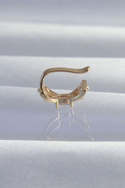 Clariss Brass Gold Color Zircon Stone Plated Earcuff Earrings