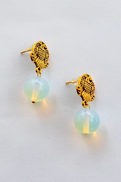 Lila Rosa Natural Stone Ethnic Authentic Earrings