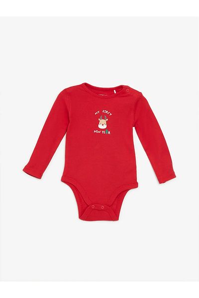 LC Waikiki طقم بدلة للأطفال الرضع مطبوع باللون الأحمر من LCW Baby مكون من قطعتين