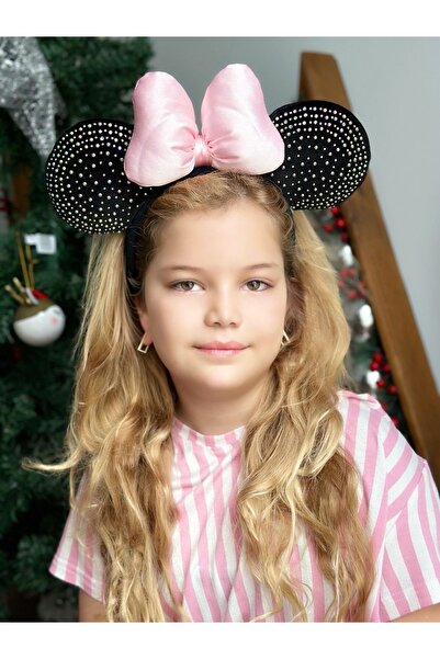 QUEEN AKSESUAR Disney Minnie Mouse Ear Crown - Pink Bow, Rhinestone and Velve...