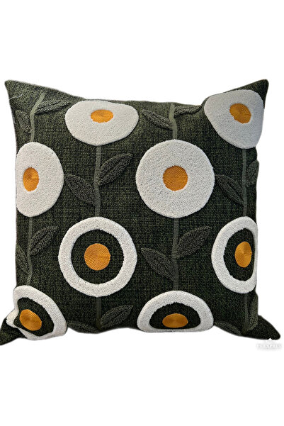 lubimi home Green Floral Patterned Punch Throw Pillow