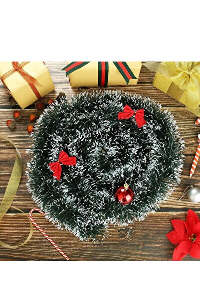 ALYA Parti Yılbaşı Ağacı Süsleme Noel Süsleme Boyun Ve Ağaç Atkısı 2 Metre Karlı Görünüm