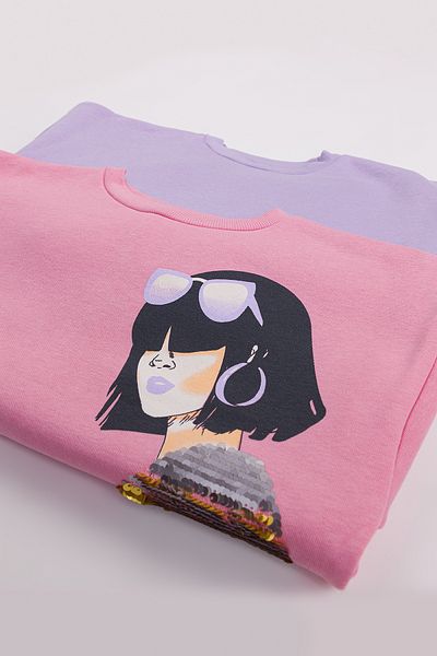 Harika KIDS Girl's Medium Thickness Printed 2-Pack Sweatshirt