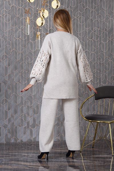 Canan Triko Women's Sleeves Sequined Double Knitwear Set