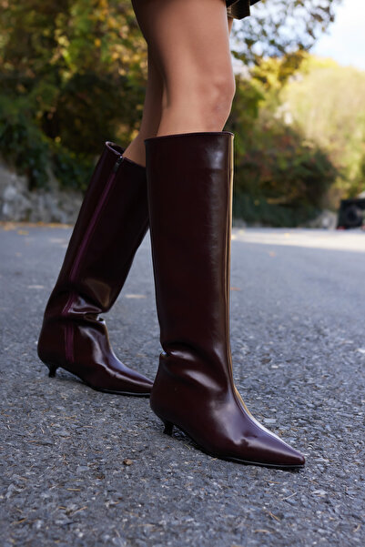 ANGELİNA JONES MARRY KADIN BORDO MINI TOPUKLU ÇİZME