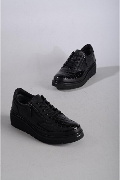 SEÇ KUNDURA جلد طبيعي - حذاء نسائي أسود مريح، اختيار 3546-2