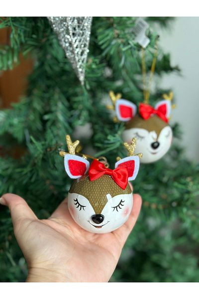 QUEEN AKSESUAR Collectable Imported Luxury Cute Golden Silvery Antler Deer Christmas Deer Pine Tree Ball Tree Ornament