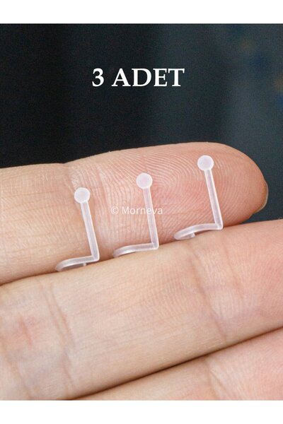MORNEVA Transparent Spiral Batch Invisible Antiallergic Bioplast Silicone Speed up Nose Piercing (3 Pcs)